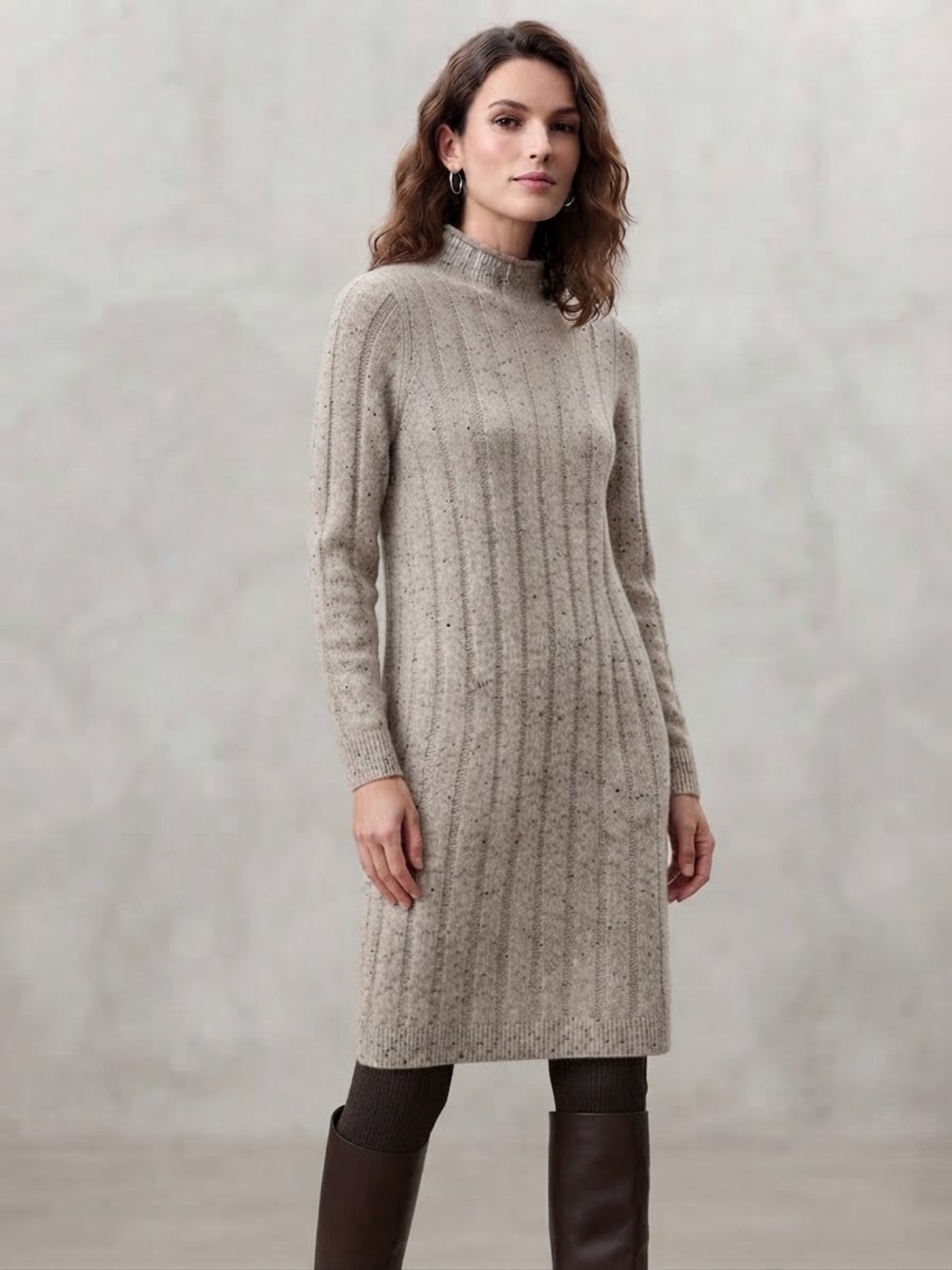 Madewell Ribbed Mock Neck Sweater Dress in Heathered Grey